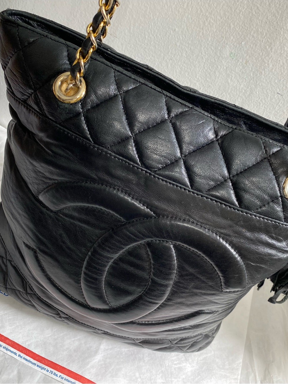 Chanel Vintage CC Quited Lambskin Leather Tote shoulder bag